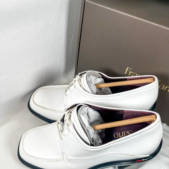 Franco Sarto Preston Chunky Heel Lace-Up Oxford White Gloss 39 - Picture 3 of 11
